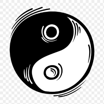 Png Yin Yang symbol funky hand drawn doodle cartoon sticker