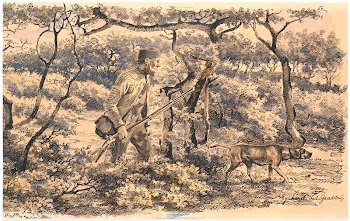 Poacher with dog in forest | Free Photo - rawpixel