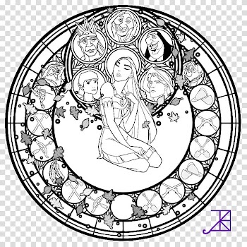 Pocahontas Stained Glass line art transparent background PNG clipart