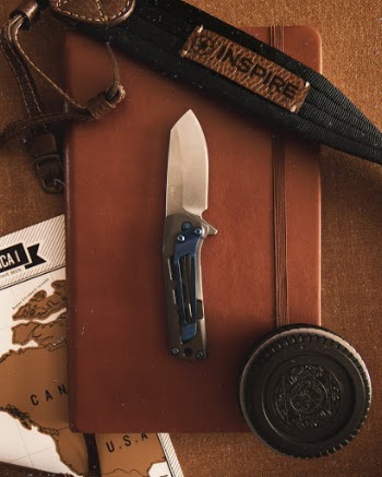 Pocket Knife, Cookie Sandwich, Black Leather Sheath on Brown Leather Flip Case