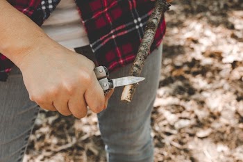 Pocket Knife Sharpens Stick