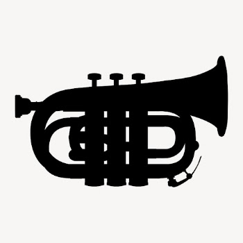 Pocket trumpet silhouette collage element, | Free PSD - rawpixel