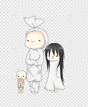 Pocong Kuntilanak Tuyul, three anime illustratioin transparent background PNG clipart