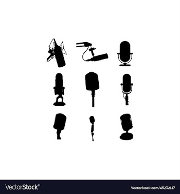 podcast microphone silhouette set collection