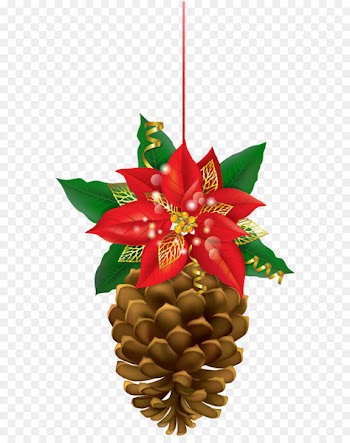 Poinsettia Christmas Clip art - Christmas Pinecone with Poinsettia PNG Clipart Image 