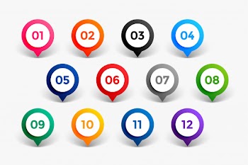 Pointer style number bullet points till twelve Free Vector