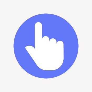 Pointing hand icon badge, flat | Free Icons - rawpixel