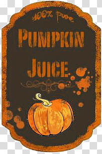 Poison Treats s, orange pumpkin with Pumpkin Juice text transparent background PNG clipart
