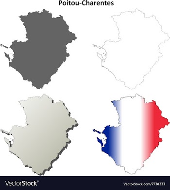 Poitou-Charentes blank detailed outline map set vector image