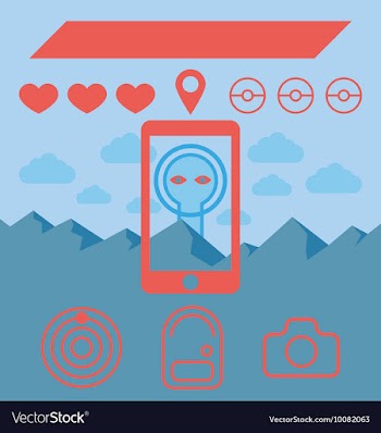 Pokemon go game phone nature gps vector image