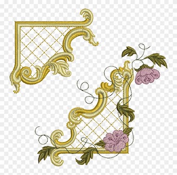 Poker Embroidery Designs - Gold Frames Corners Png