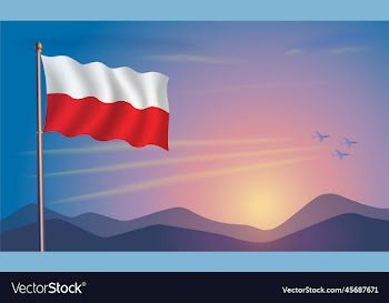 poland flag in the morning sun