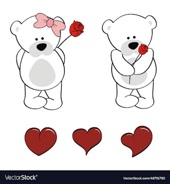 polar bear character cartoon valentine rose pack