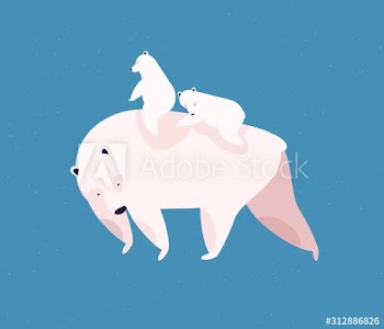 Polar bears family flat vector illustration