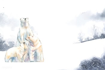 Polar bears in the snow watercolor vector | Free stock vector - 489407