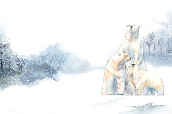 Polar bears in the snow watercolor vector | Free stock vector - 489448