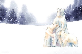 Polar bears in the snow watercolor vector | Free stock vector - 489480