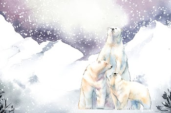 Polar bears in the snow watercolor vector | Free stock vector - 489659