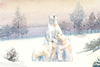 Polar bears in the snow watercolor vector | Free stock vector - 489697