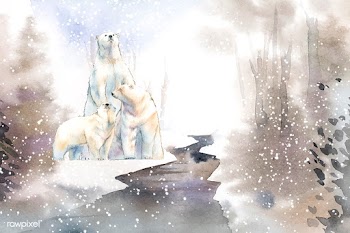 Polar bears in the snow watercolor vector | Free stock vector - 489713