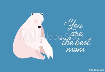 Polar big and little bears flat vector illustration
