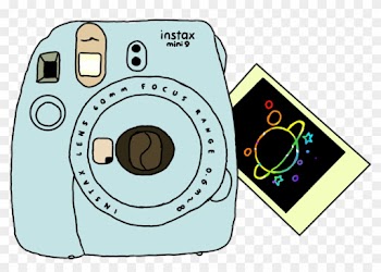 Polaroid Camera And Galaxy Self Drawn Sticker - Polaroid Camera And Galaxy Self Drawn Sticker