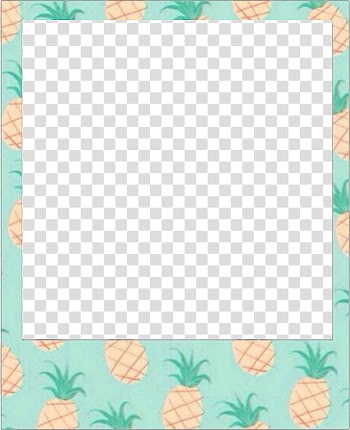 Polaroids , square blue frame with pineapple illustration transparent background PNG clipart