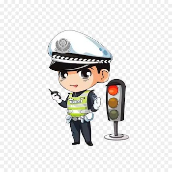 Police officer Cartoon Traffic police - A traffic policeman with a walkie talkie 