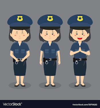 police woman character with various expression