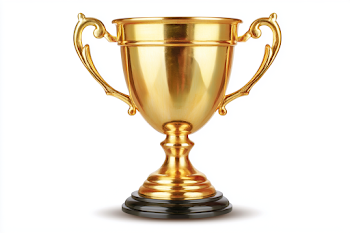 Polished Gold Trophy Cup on White Background