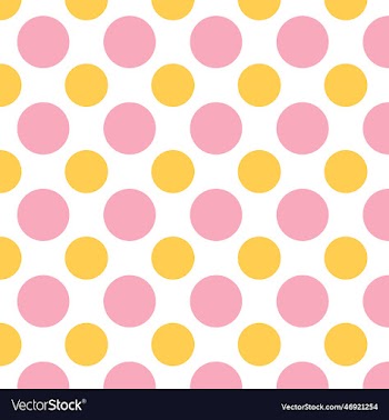 polka dot pink and yellow seamless pattern on whit