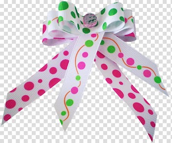 Polkaribbon, pink, white and green polka-dot ribbon transparent background PNG clipart