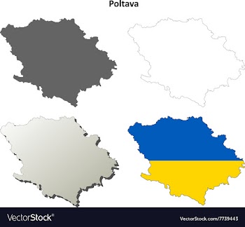 Poltava blank outline map set vector image