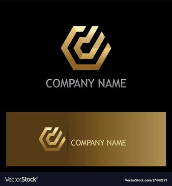  					Polygon line technology gold logo vector image														