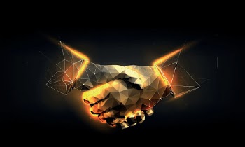 polygon shake hand, business corporation