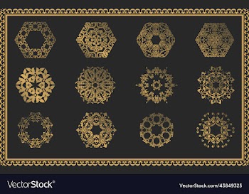 polygon shape gold mandala ornament set