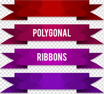 Polygonal and ribbons poster, Paper Ribbon, Low polygon ribbon transparent background PNG clipart