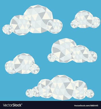 Polygonal clouds in summer sky vector image
