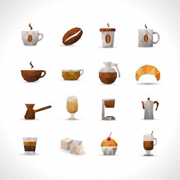 Polygonal coffee icons set