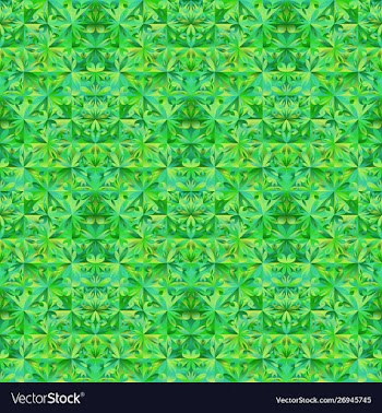 Polygonal seamless green floral mosaic pattern vector image