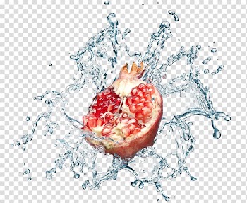 Pomegranate fruit, Pomegranate juice , Pomegranate splash transparent background PNG clipart