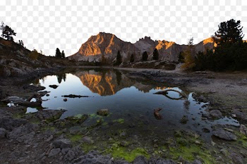 Pond Reflection stock.xchng Landscape Puddle - Sunset quiet mountains and water 