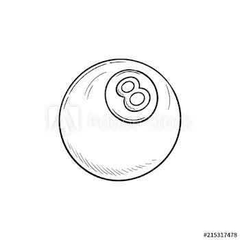 Pool eight ball hand drawn outline doodle icon