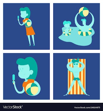 Pool party summer water activities scene with a vector image