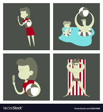 Pool party summer water activities scene with a vector image