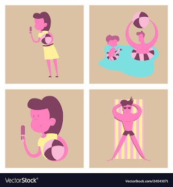 Pool party summer water activities scene with a vector image