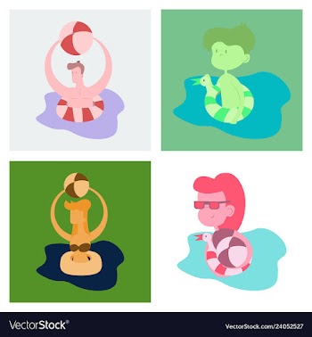 Pool party summer water activities scene with a vector image