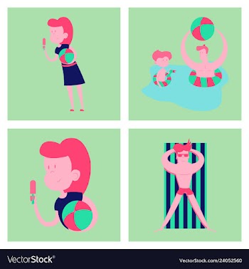 Pool party summer water activities scene with a vector image