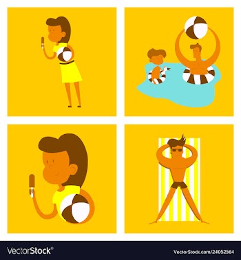 Pool party summer water activities scene with a vector image
