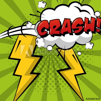 pop art comic crash speech bubble rays sunburst background vector illustration